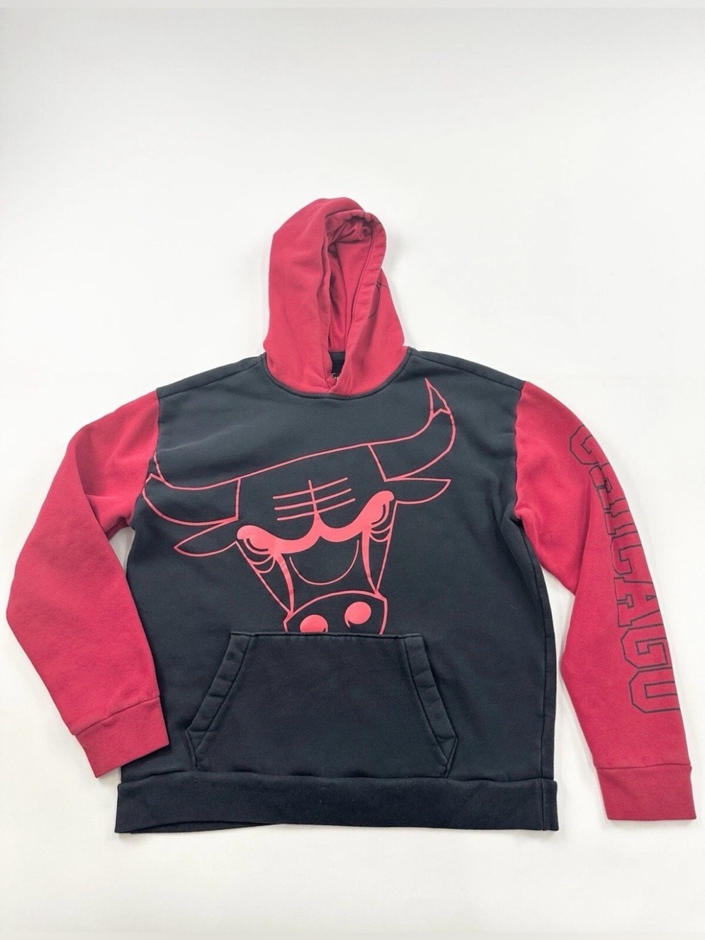 Chicago Bulls Hoodie Sweatshirt Mens Large Big Logo Hollister NBA